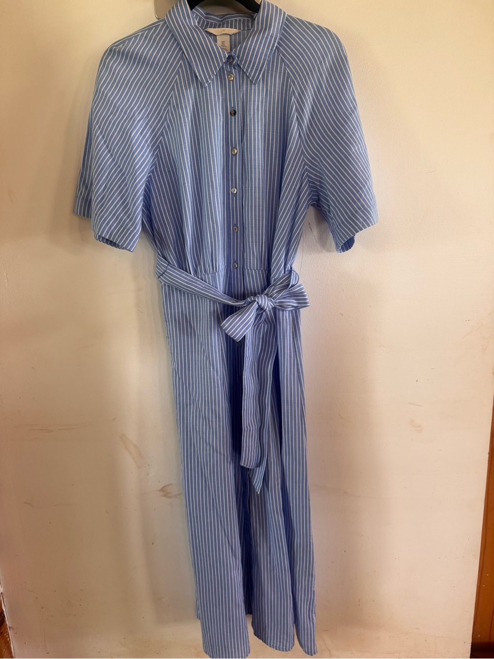 H&M Women’s S Cotton Midi Dress Preppy Pinstriped Old Money Chic - Picture 7 of 10